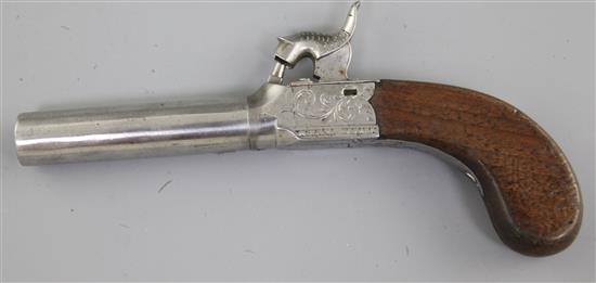 A percussion pocket pistol, Birmingham proved, by Haratt, Huntingdon, c.1840, 7.25in.